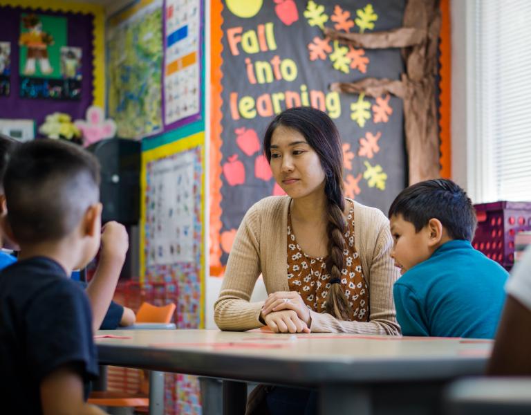 teacher and students in classroom